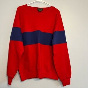 VTG 90s Y2K Cheetah Mervyns Crewneck Sweater Pullover Red Blue Colorblock Sz L